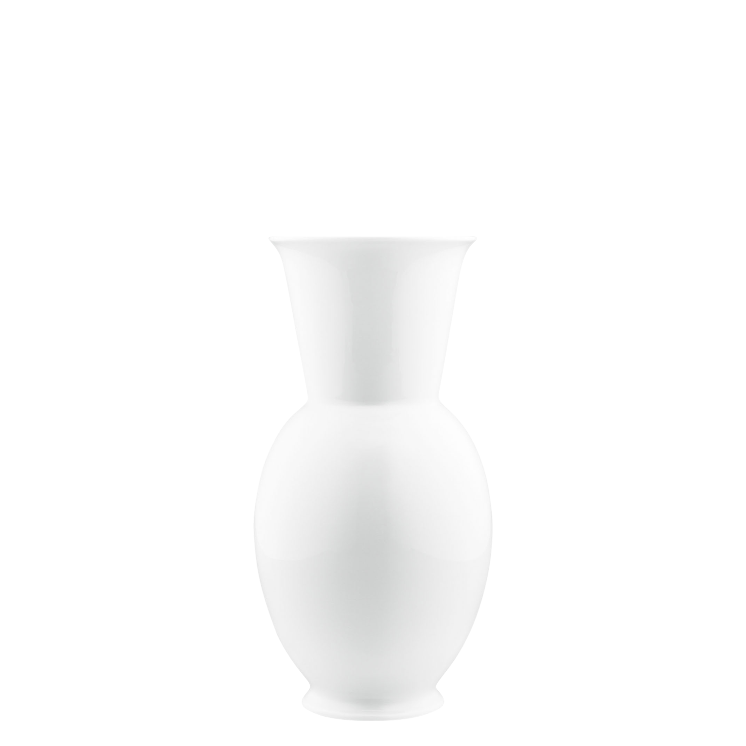 Weiße Porzellanvase, bauchig und hoch, auf weißem Hintergrund. Fürstenberg Porzellan. Weiße Porzellanvase, bauchig und hoch, auf weißem Hintergrund. Fürstenberg Porzellan.