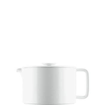 Weiße Teekanne mit Deckel, Tülle und Griff, ohne Verzierungen. Fürstenberg Porzellan. Weiße Teekanne mit Deckel, Tülle und Griff, ohne Verzierungen. Fürstenberg Porzellan.