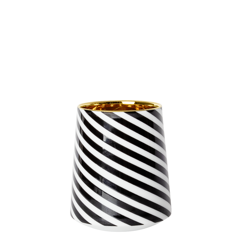 img1_ob19003_6113_digestifbecher_black_curl Schwarze Vase mit weißen Spiralen, goldener Rand innen. Fürstenberg Porzellan.