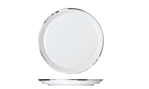 Frühstücksteller aus Porzellan mit modernem Platinrand