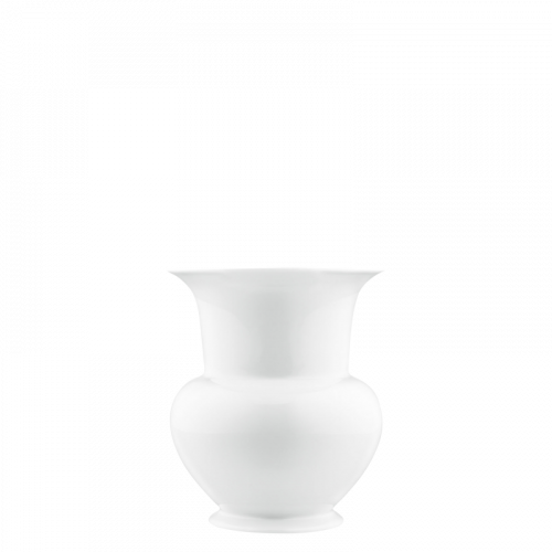 Weiße, bauchige Porzellanvase mit breitem, nach außen gewölbtem Rand. Fürstenberg Porzellan. Weiße, bauchige Porzellanvase mit breitem, nach außen gewölbtem Rand. Fürstenberg Porzellan.