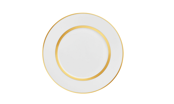 Frühstücksteller aus Porzellan mit elegantem Goldrand