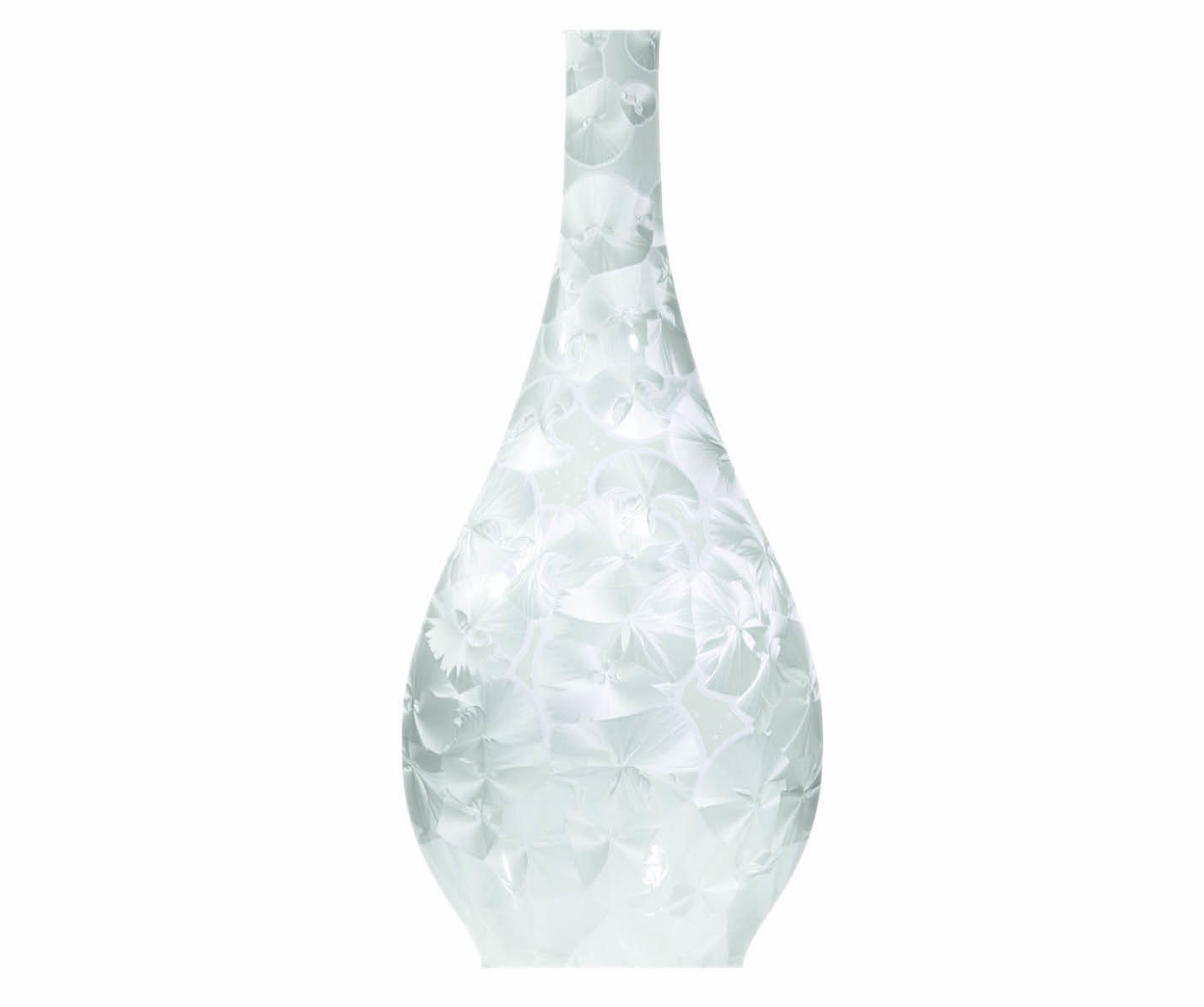 Weiße Porzellanvase mit Kristallglasur und floralen Mustern, elegant geformt. Fürstenberg Porzellan.