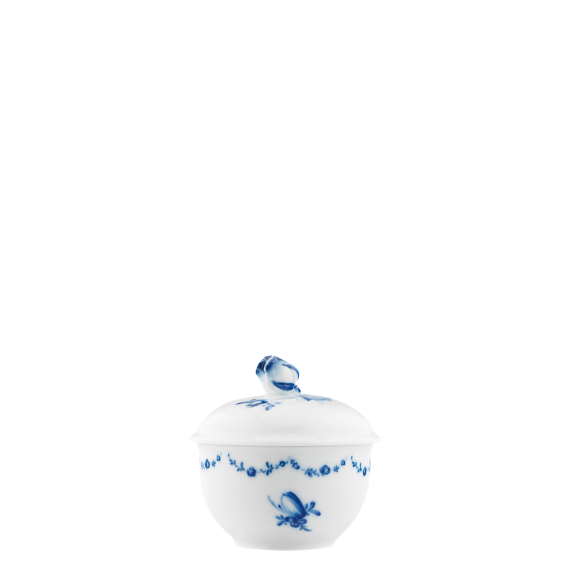 img1_zd_641002497_zuckerdose Weiße Porzellan-Zuckerdose mit blauem Blumenmuster und Deckelknauf. Fürstenberg Porzellan.