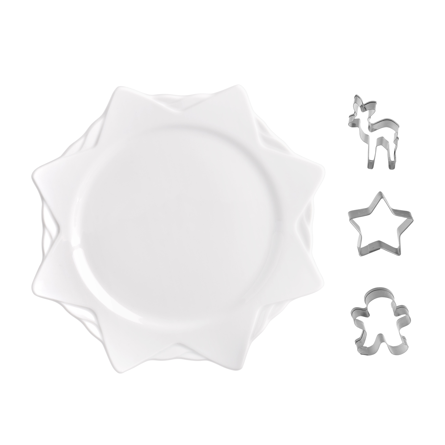 Weihnachts-Set | Plätzchenausstecher mit Sternenteller (5tlg.)
