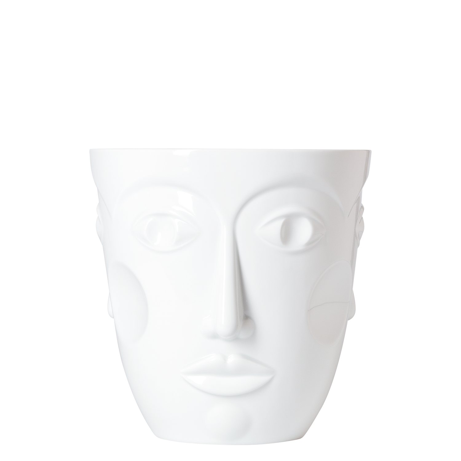 Weiße Porzellanvase in Form eines stilisierten Kopfes, ruhig dargestellt. Fürstenberg Porzellan. Weiße Porzellanvase in Form eines stilisierten Kopfes, ruhig dargestellt. Fürstenberg Porzellan.