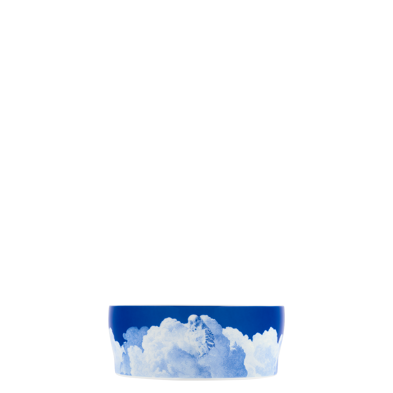 Salad bowl Weiße Schale mit wolkenartigem Muster auf blauem Hintergrund. Fürstenberg Porzellan.