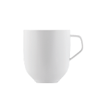 Weiße, minimalistische Tasse steht auf heller Oberfläche. Fürstenberg Porzellan. Weiße, minimalistische Tasse steht auf heller Oberfläche. Fürstenberg Porzellan.