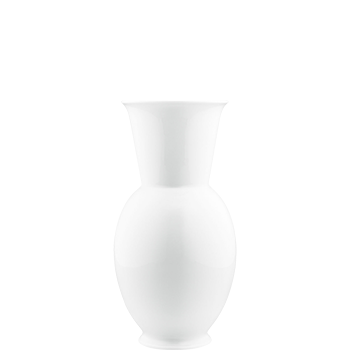 Weiße Porzellanvase steht aufrecht, glatte Oberfläche, vor neutralem Hintergrund. Fürstenberg Porzellan. Weiße Porzellanvase steht aufrecht, glatte Oberfläche, vor neutralem Hintergrund. Fürstenberg Porzellan.