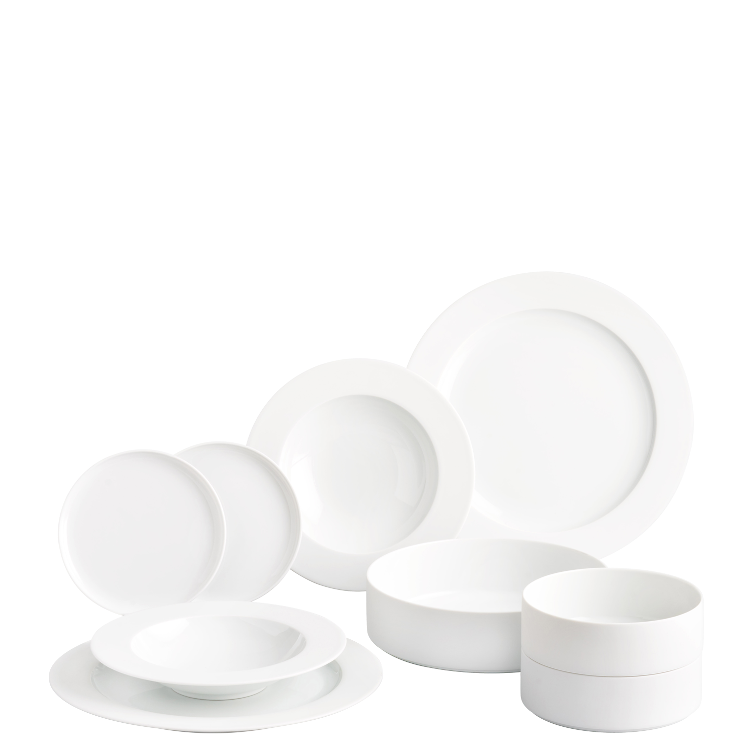 Geschirr-Set Dinner 9-tlg. – DATUM Satin White klassisch