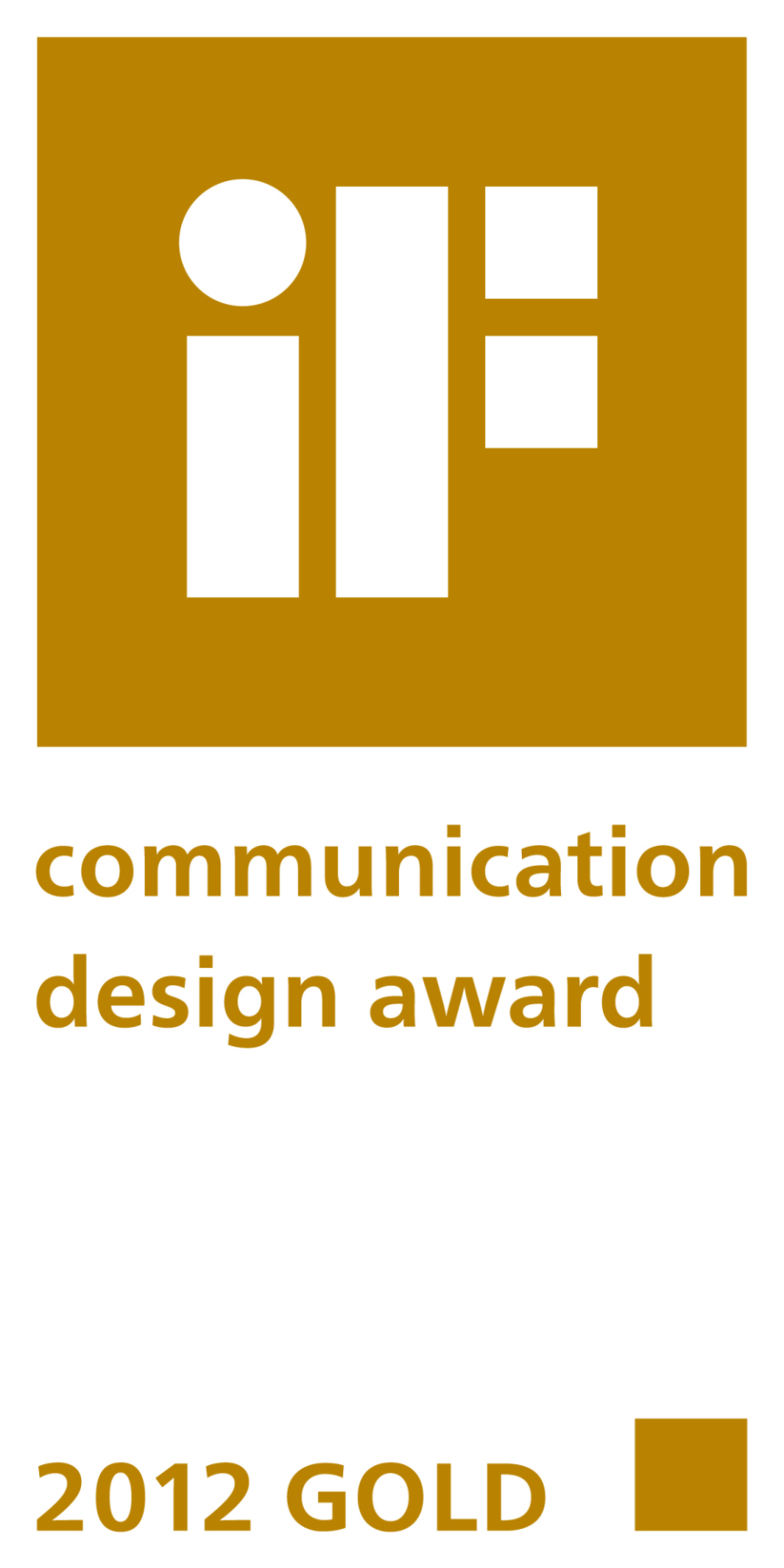 Goldenes Logo zeigt Text: "communication design award 2012 GOLD". Fürstenberg Porzellan.