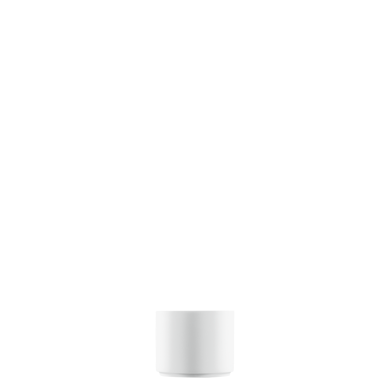 img1_ob2018271001_espressoobertasse Weiße, zylindrische Vase steht auf weißem Hintergrund, minimalistisch gestaltet. Fürstenberg Porzellan.