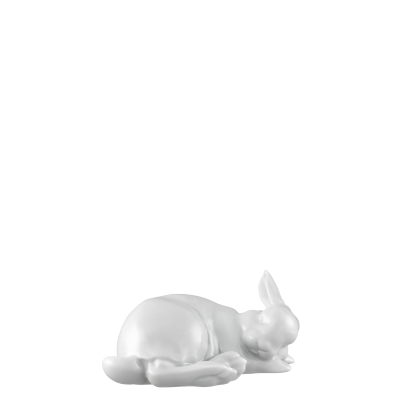 img1_PL189710WEISS Porzellan-Hase liegt schlafend auf der Seite. Fürstenberg Porzellan.