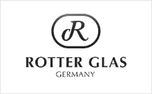 Logo zeigt stilisiertes "R" über "ROTTER GLAS GERMANY" in schwarzer Schrift. Fürstenberg Porzellan.