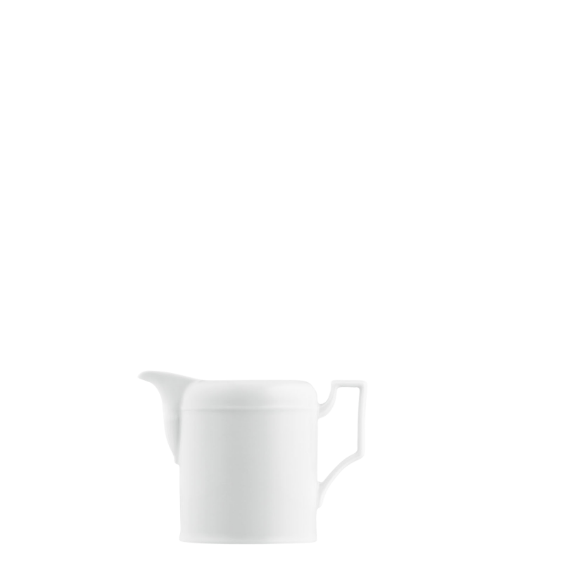 img1_gi_6832_weiss_milchgie__er Weiße Porzellankanne mit gebogenem Henkel und Ausgusstülle, minimalistisches Design. Fürstenberg Porzellan.