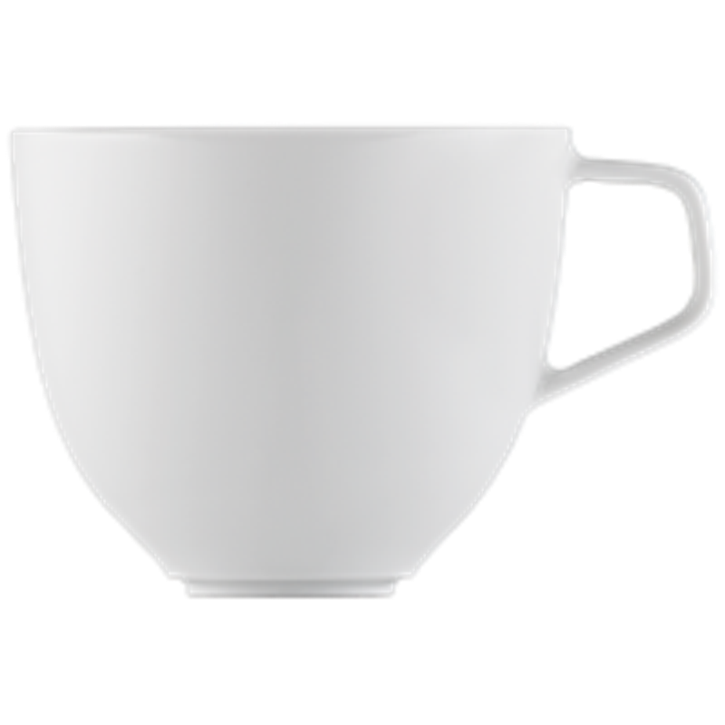 Weiße Teetasse mit goldener Fläche innen, seitlich und von oben gesehen. Fürstenberg Porzellan.