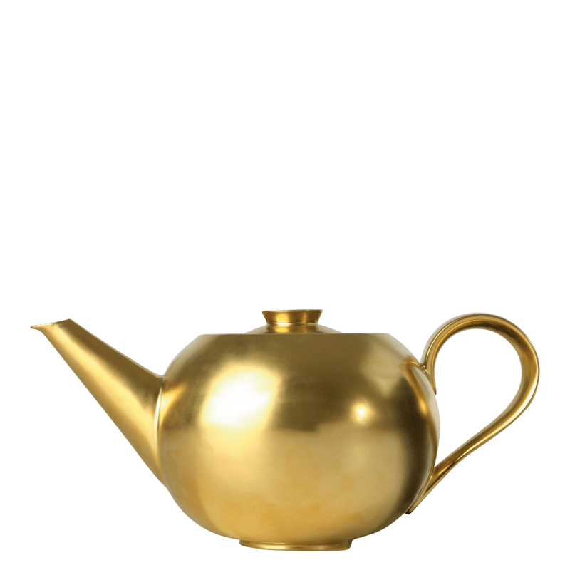 Teapot gold with tea strainer 