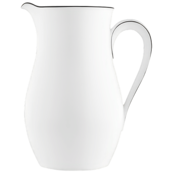 Weiße Porzellankanne mit elegantem Henkel und schmalem Ausguss. Fürstenberg Porzellan.